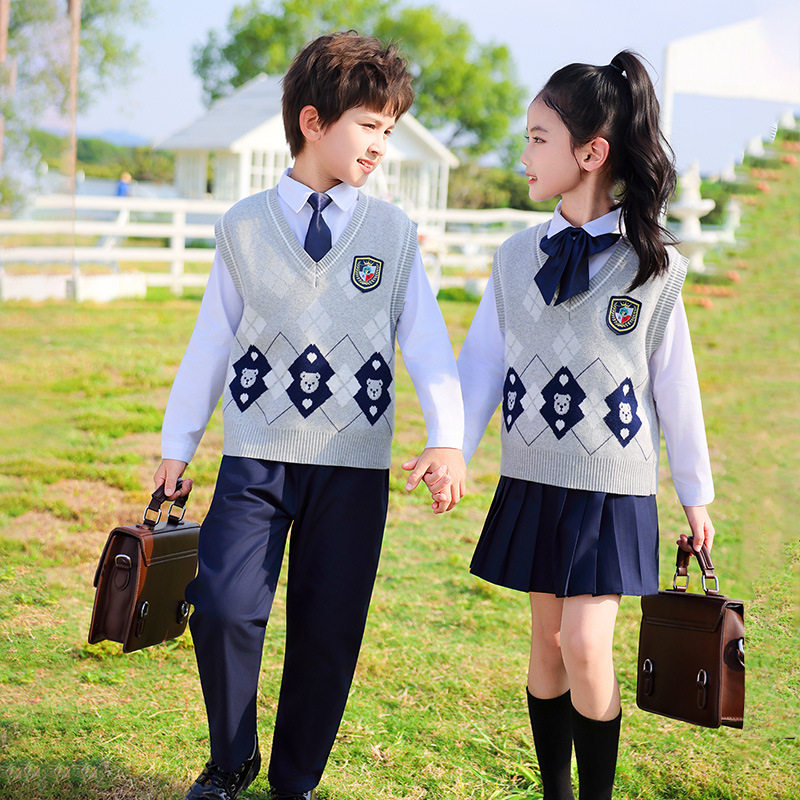 25男女儿童毛衣马甲礼服小学生春秋英伦风背心校服班服幼儿园园服