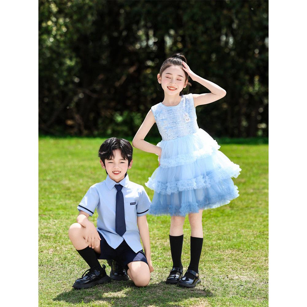 夏季英伦男童校服合唱毕业蓬蓬裙