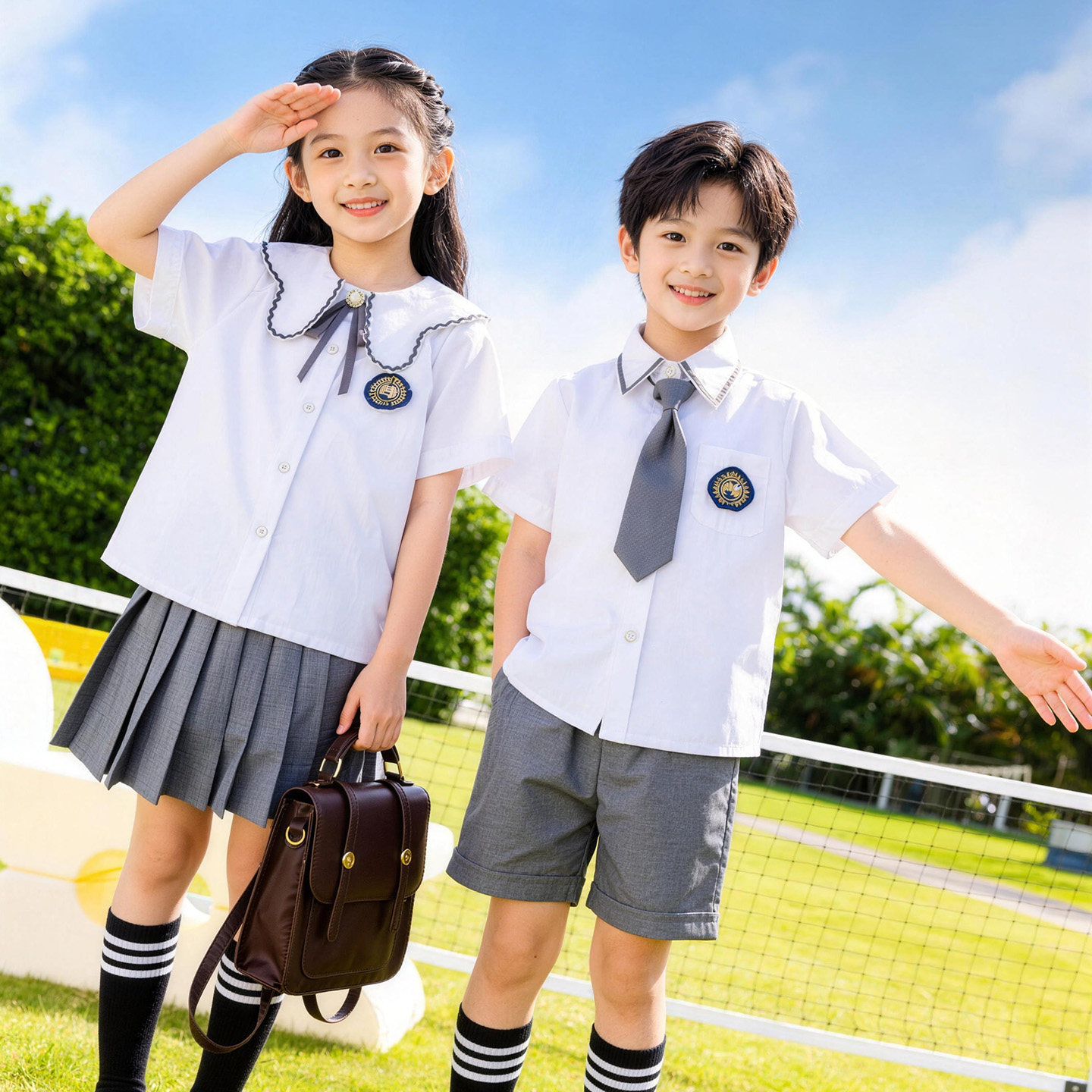 英伦学院风儿童表演服套装