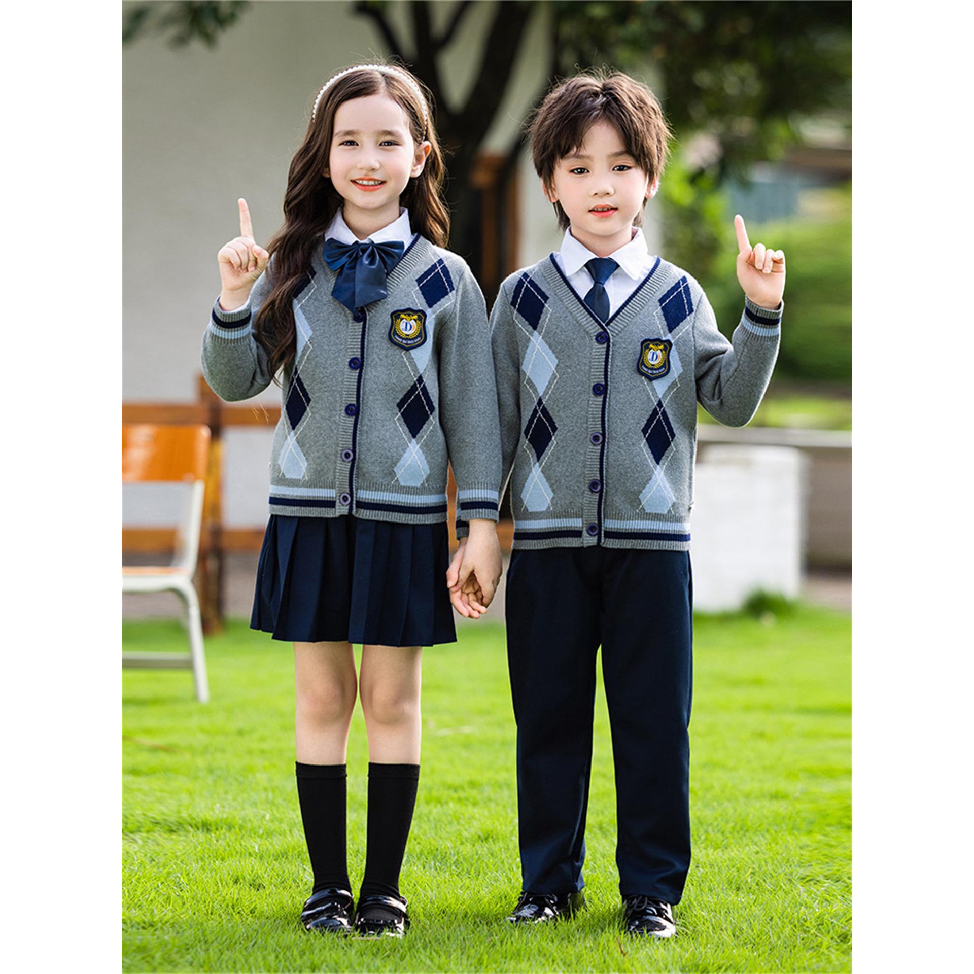 英伦风小学生校服针织衫毛衣马甲春秋装儿童班服演出服幼儿园园服