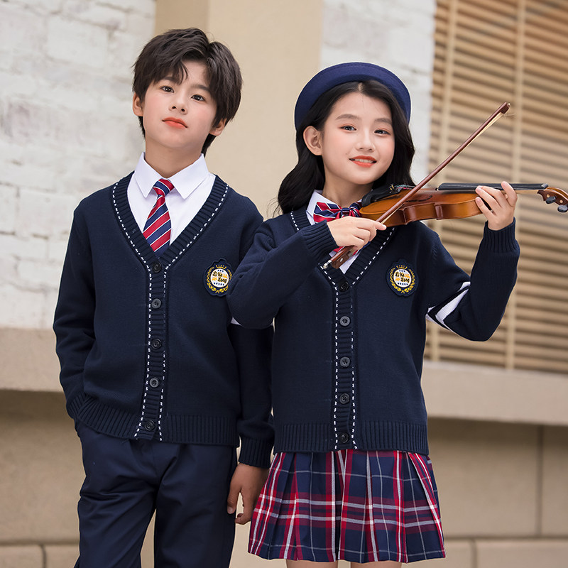 校服小学生儿童英伦风西服毛衣套装春秋幼儿园园服中学生班服童装