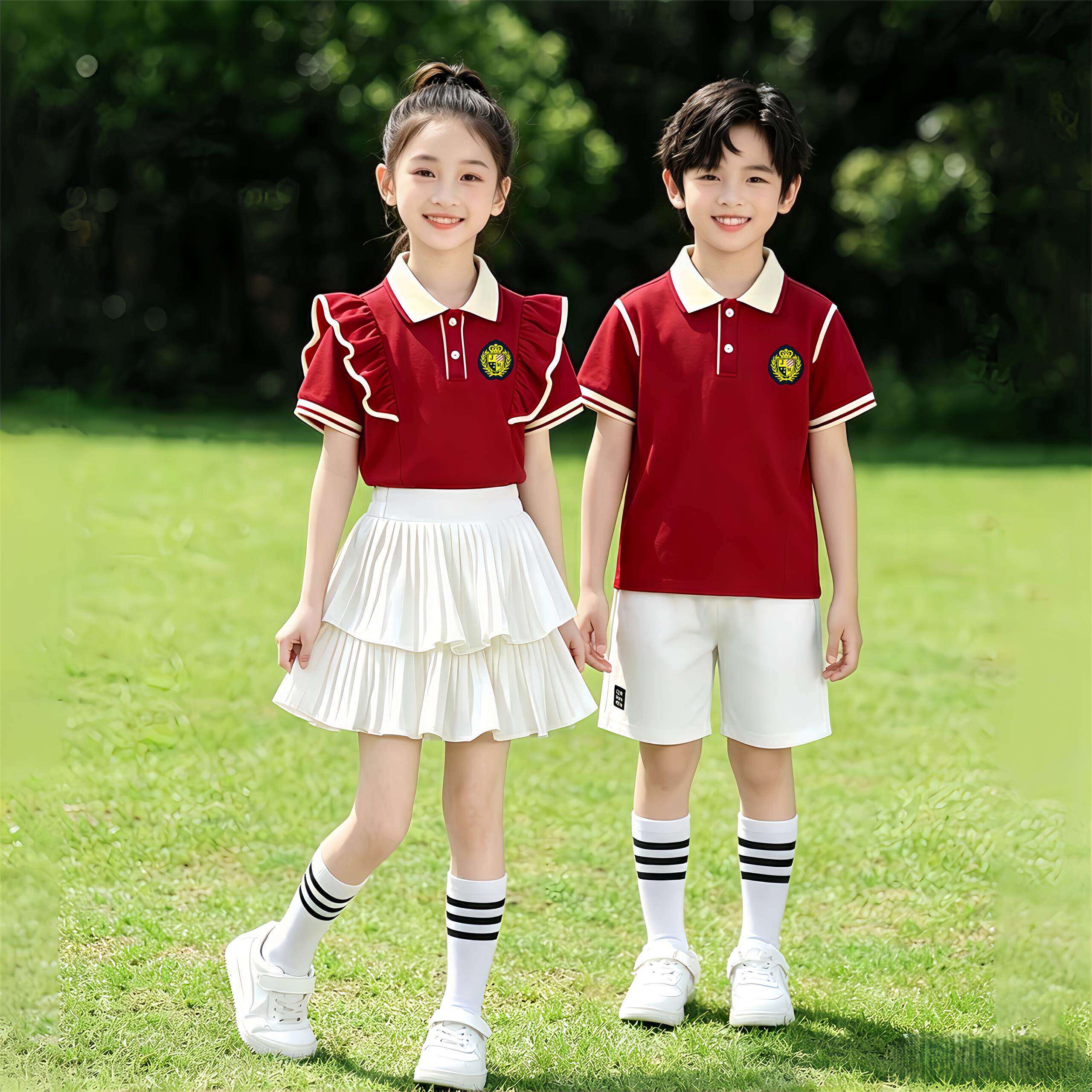 小学生夏季短袖英伦校服套装