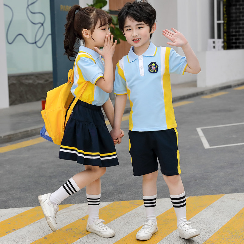 幼儿园园服夏装儿童运动风班服夏季一年级小学生校服套装短袖学院