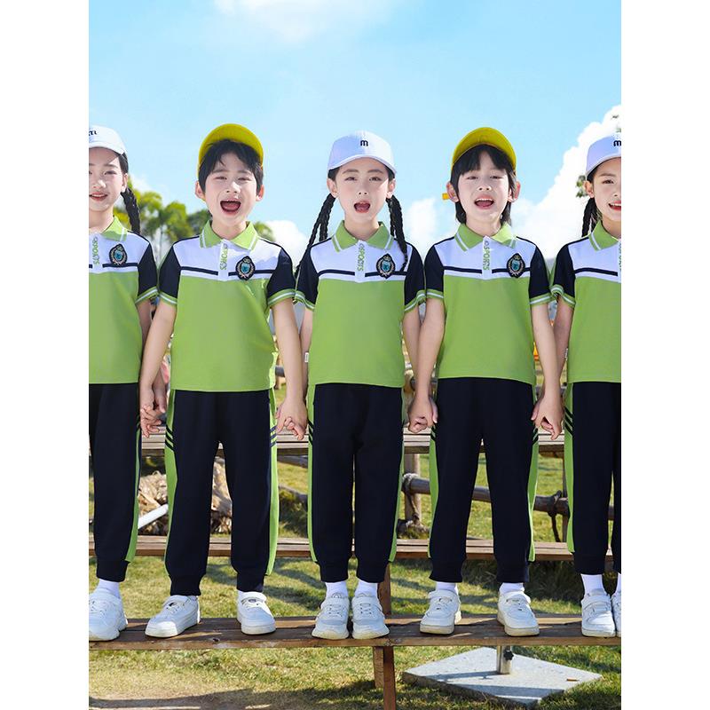 校服套装小学生夏装英伦儿童绿色春秋运动风班服幼儿园园服三件套