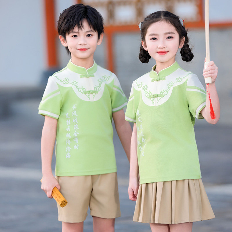 唐装汉服民族服国学夏季套装小学生班服合唱服幼儿园园服演出服装