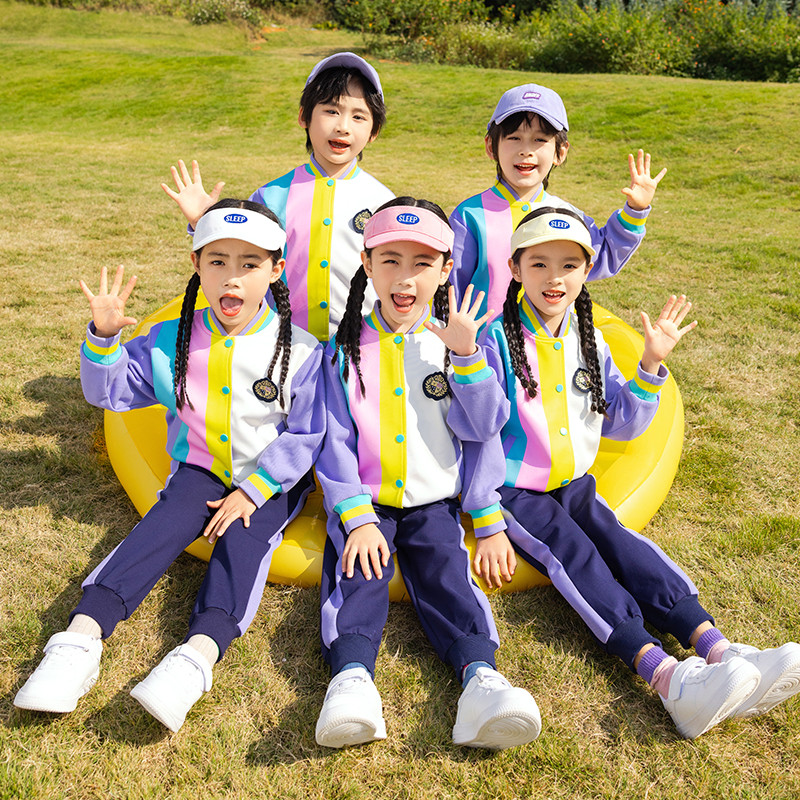 小学生班服三件套夏季套装幼儿园园服四季装春秋棒球服英伦风夏装