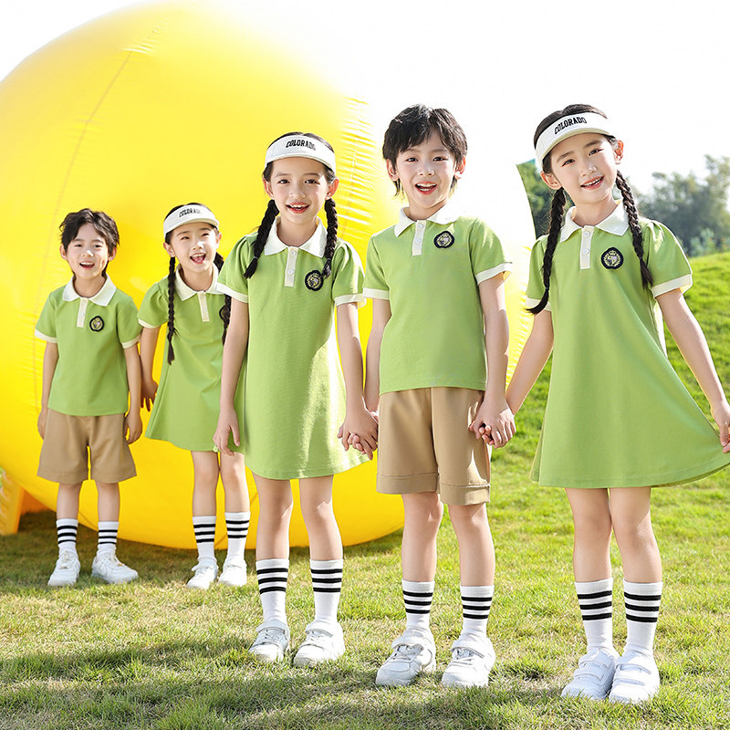 幼儿园园服小学生校服夏季短袖演出服儿童班服一年级表演服毕业装