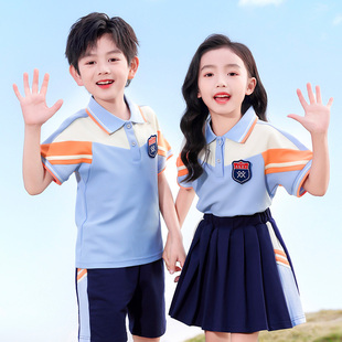 夏季班服小学生校服短袖两件套装英伦风儿童合唱服夏装幼儿园园服