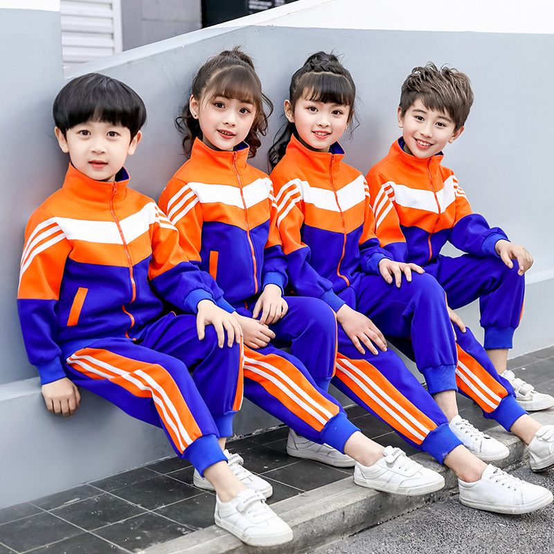 小学生校服套装春秋装儿童桔色棒球服运动班服幼儿园园服三件套潮 童装/婴儿装/亲子装 校服/园服 原图主图