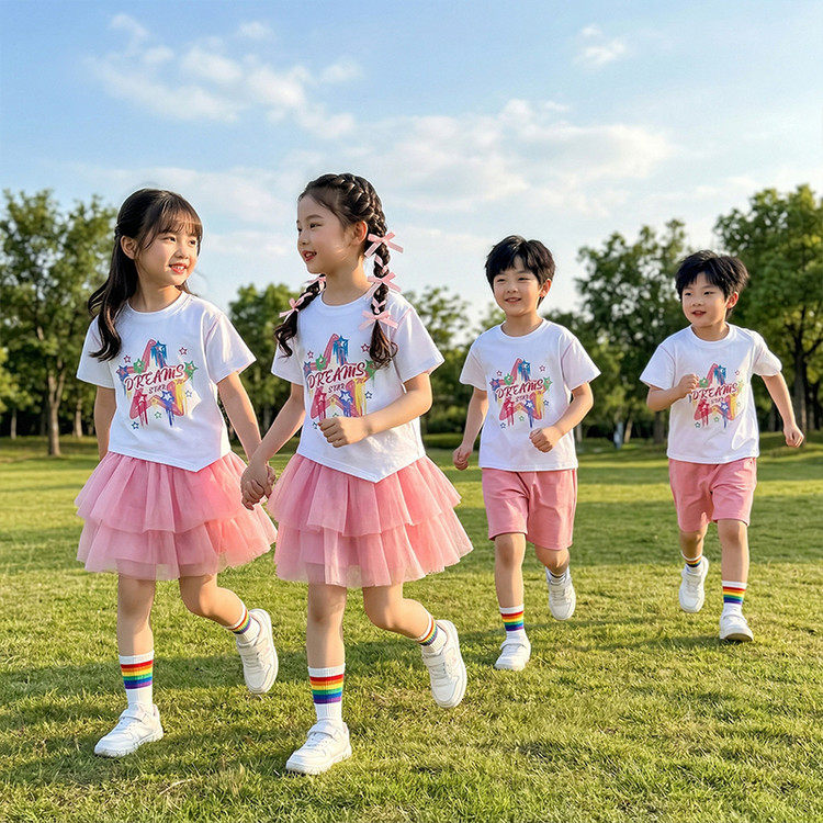 六一儿童粉色啦啦队演出服