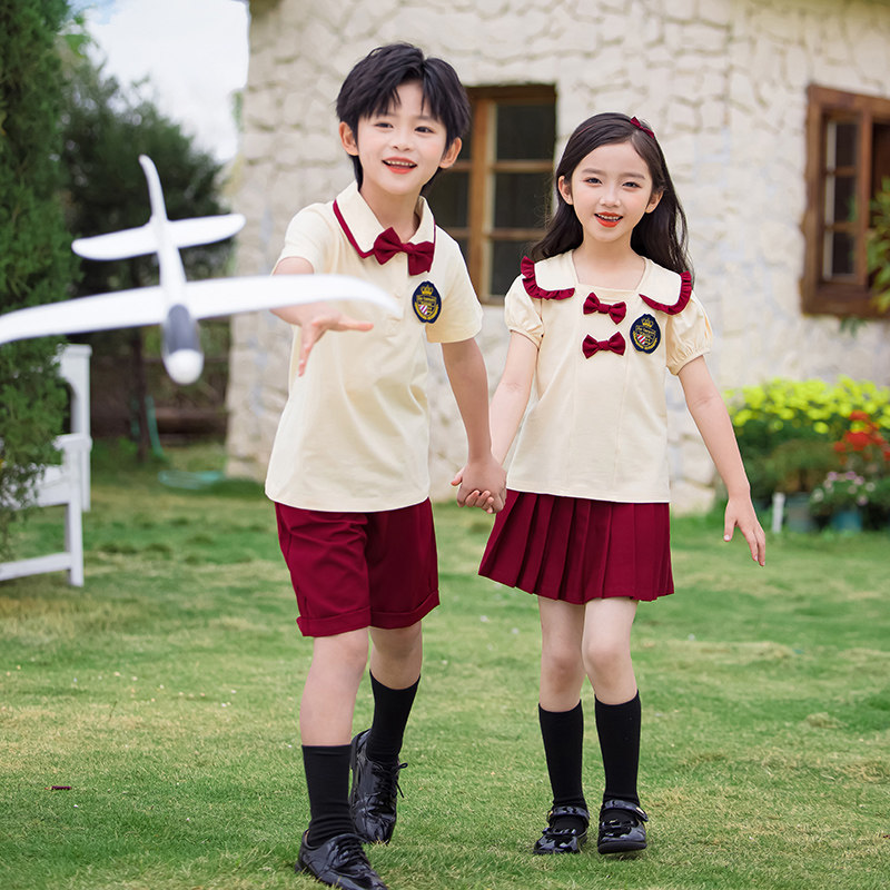 小学生校服夏装套装幼儿园园服夏季衬衫短袖儿童英伦风运动会班服