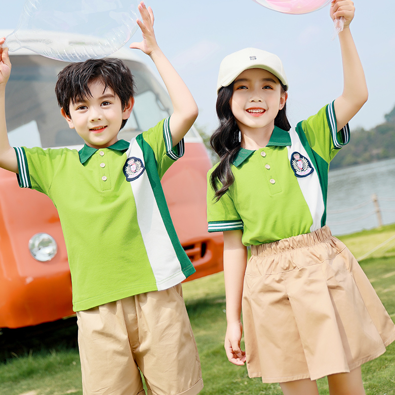 幼儿园园服夏装班服小学生校服夏季短袖套装纯棉儿童毕业服学院风