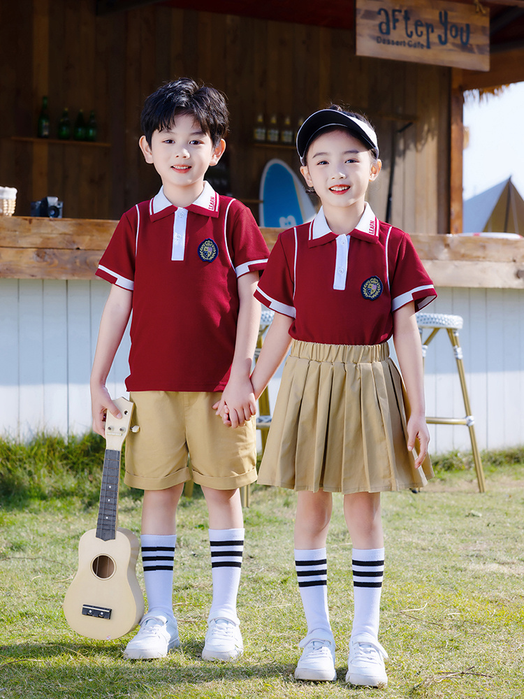 校服套装小学生儿童春秋装夏季短袖幼儿园园服班服秋款红色一年级