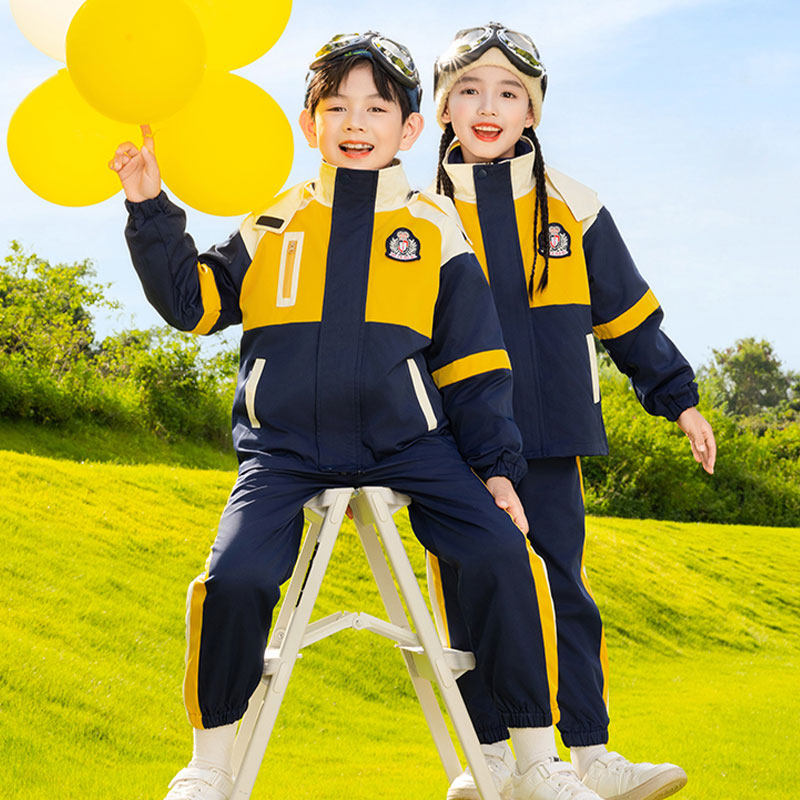 小学生校服春秋冲锋衣三件套秋冬装幼儿园园服男女运动服班服套装