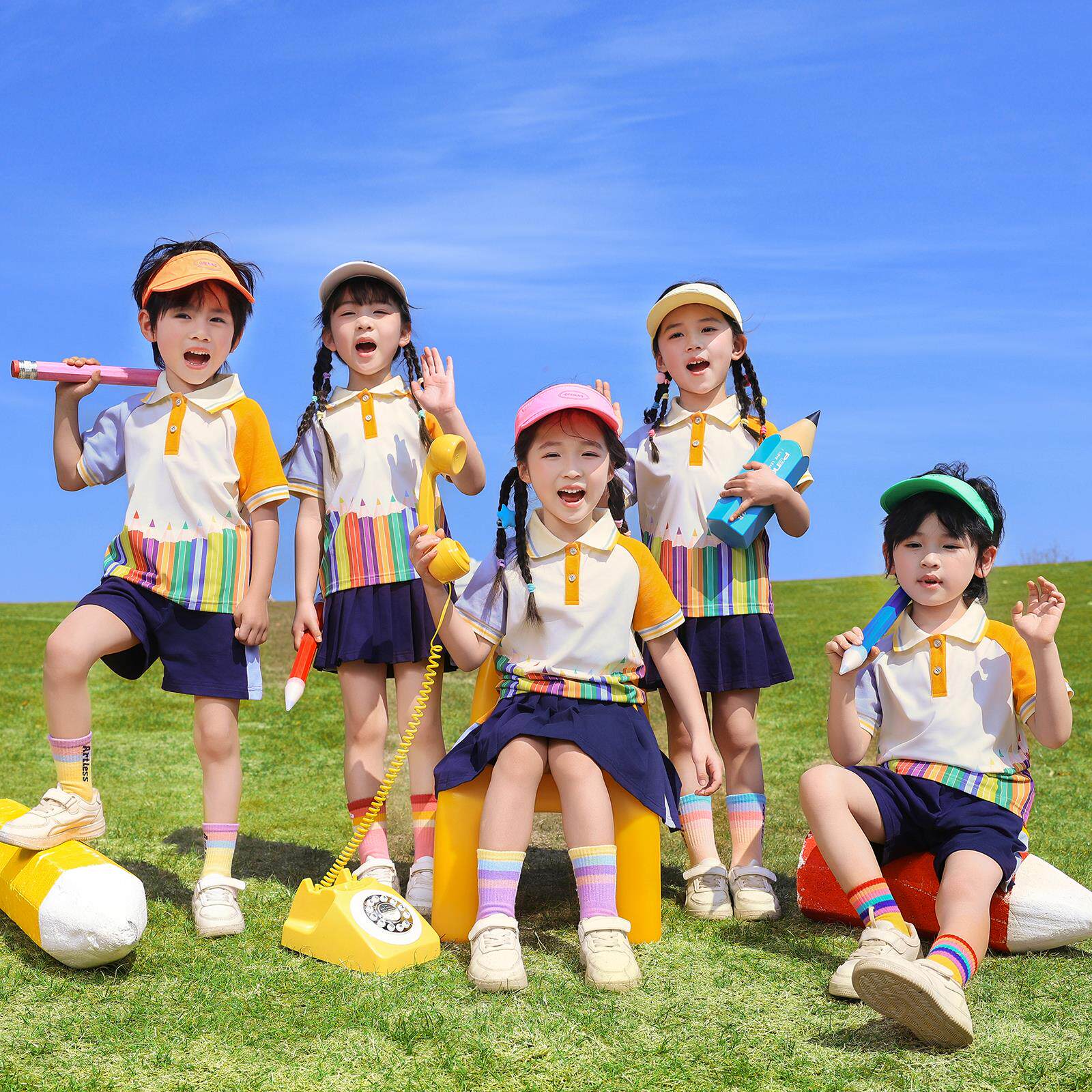 幼儿园园服夏装短袖小学生班服儿童校服演出服大班毕业照合唱服装