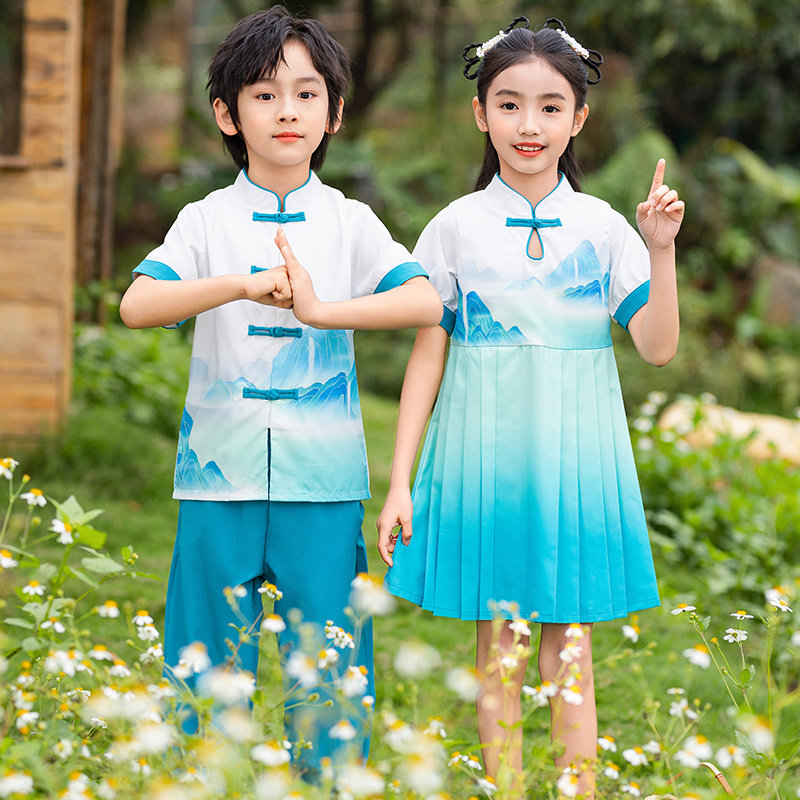 小学生校服民族风演出服幼儿园园服毕业照班服中式唐装汉服国学风