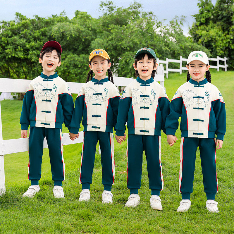 小学生校服春秋款儿2童运动会班服幼儿园园服新中式棒球服三件套