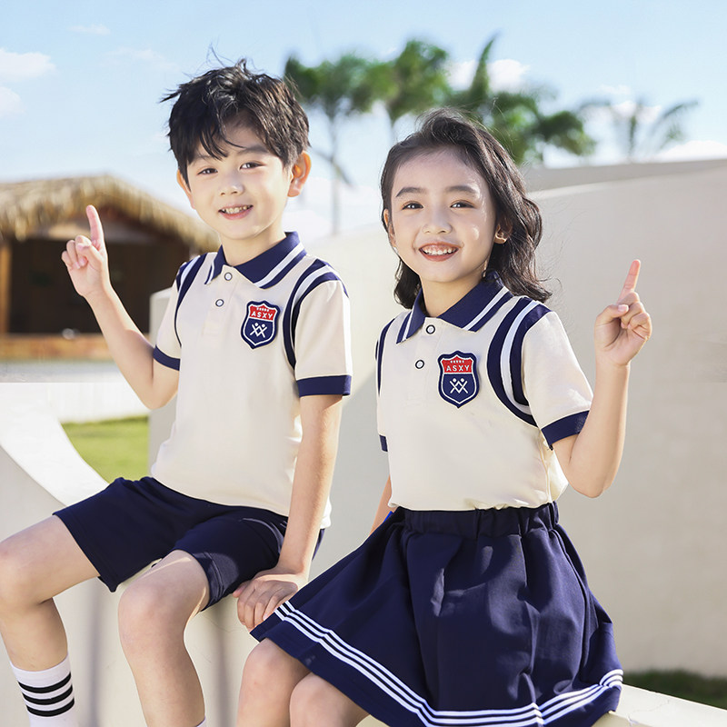 英伦风校服小学生班服夏季短袖两件套儿童运动套装幼儿园园服夏装