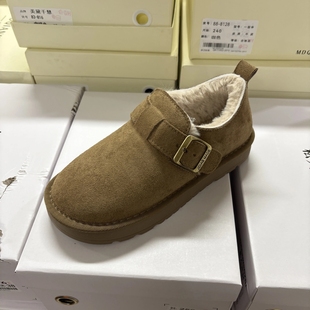 平底棉鞋 保暖豆豆鞋 女25冬复古全包加绒加厚勃肯鞋 外穿增高毛毛鞋