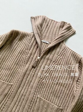 LEMAIRE  自然米驼色柔软卡车司机领拉链羊毛开衫