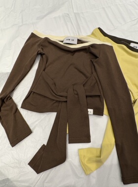 秋冬新品一字肩两色上衣 绝美颜色搭配