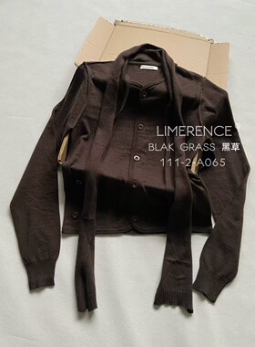 LEMAIR女士系带领巾旋褶开衫不对称纽扣针织开衫