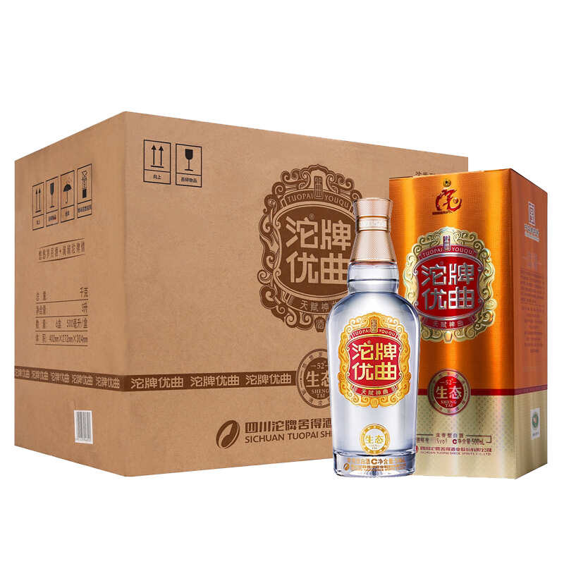 沱牌酒生态优曲38度500ml*6瓶整箱装浓香型白酒新老包装随机Q