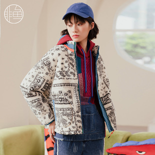 加厚保暖上衣潮 外套长袖 非鱼女装 摇粒绒拉链秋冬新款