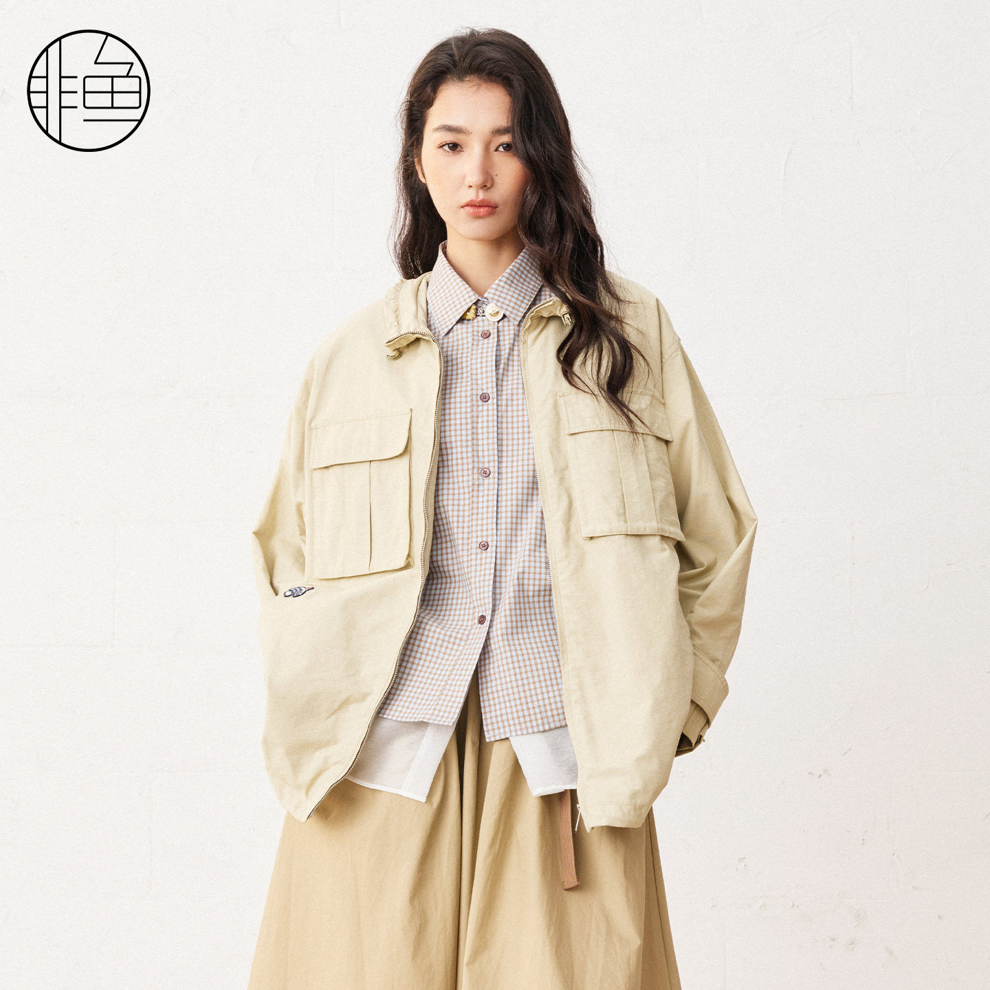 非鱼春装新款非鱼文艺休闲工装外套多口袋设计通勤日常百搭女上衣