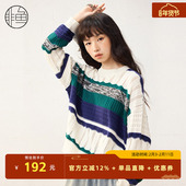 百搭女上衣打底衫 非鱼25春装 镂空撞色减龄毛衫 时尚 新款 套头针织衫