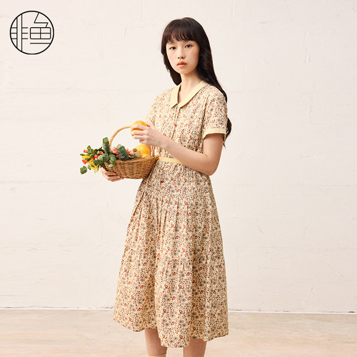 非鱼25春季女装连衣裙新款文艺小清新碎花连衣裙气质显瘦裙子