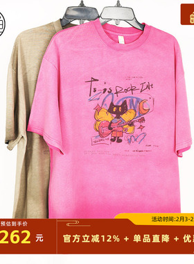 非鱼2025春季新款时尚大廓型短袖套头T恤百搭减龄印花TNFLCT1159