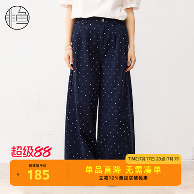 非鱼2025夏季新款时尚波点休闲裤子通勤休闲文艺女裤子NFLXK1132