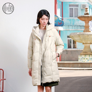 加厚羽绒服连帽休闲羽绒外套 长款 非鱼工装 感羽绒服2023秋冬新款