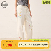 女装 九分裤 纯棉烟管直筒女装 非鱼25春季 绣花裤 新品 牛仔裤 子 新款