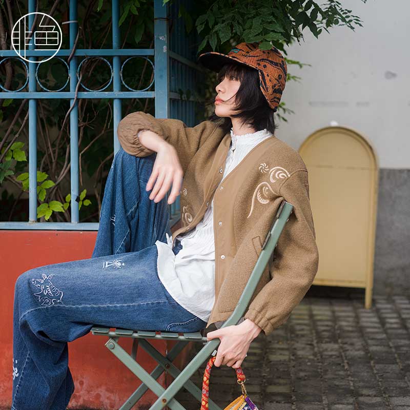 ADISH男士刺绣羊毛夹克