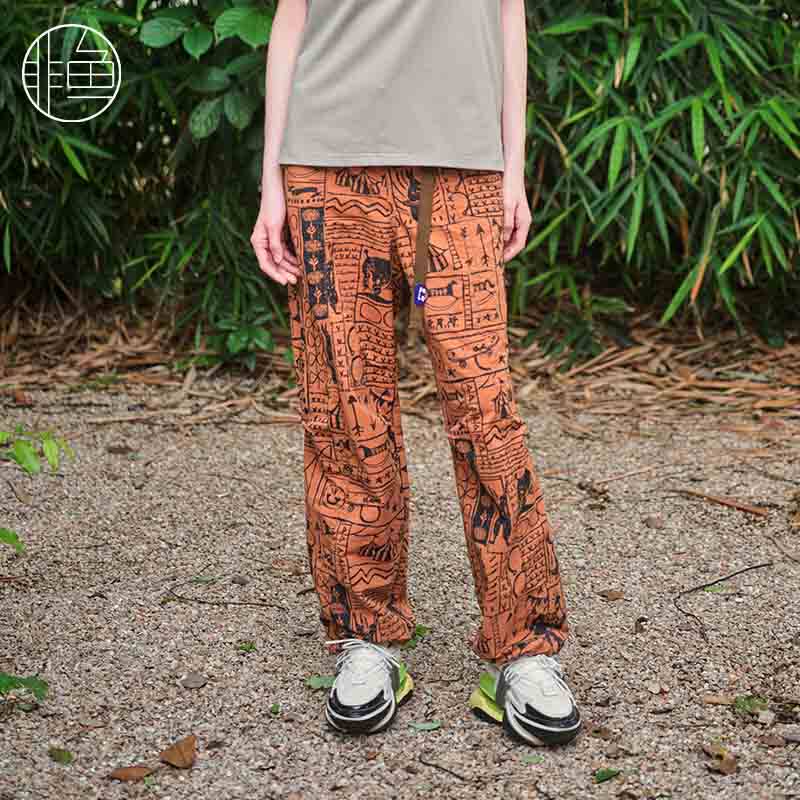 非鱼2024秋季新款休闲裤潮牌印花直筒收脚女装裤子运动服九分裤