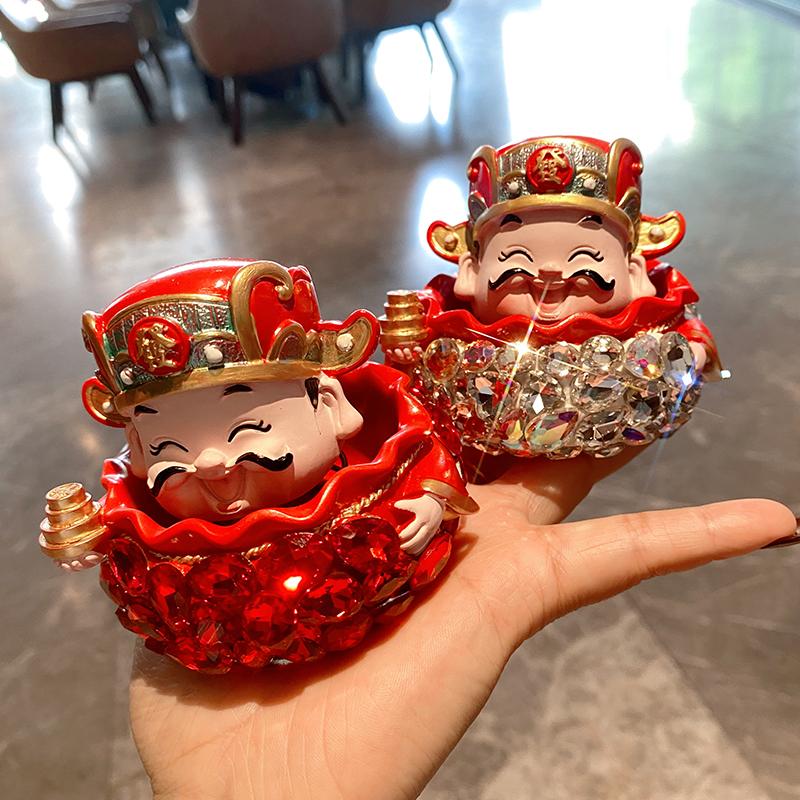 轻奢镶钻财神爷汽车摆件
