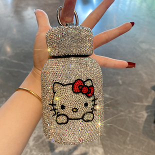 2025新款镶钻车载便携水杯不锈钢保温杯可爱kt水钻奢华满钻礼品物