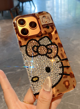 2025新款豹纹猫咪结iphone17proma防摔iphone15pro精孔16大头KT保护套