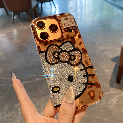 2025新款豹纹猫咪结iphone17proma防摔iphone15pro精孔16大头KT保护套