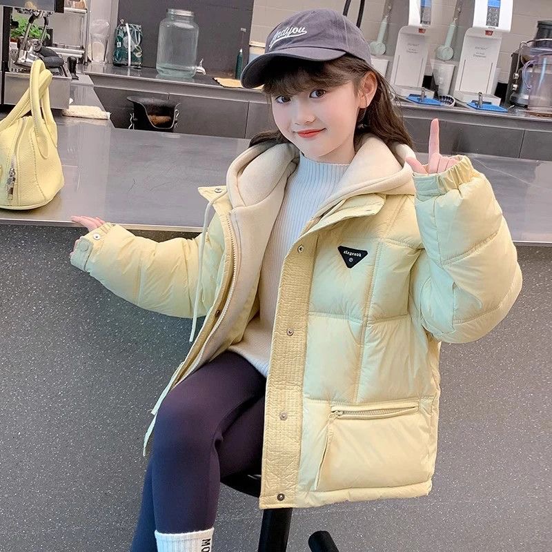 女童加厚冬装棉服秋冬新款韩版假两件羽绒棉棉衣外套中大童棉袄