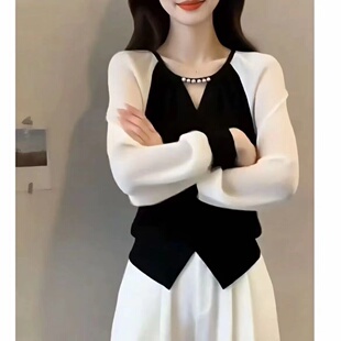 高级感轻奢气质法式钉珠长袖显瘦衬衫女装2026春季新款插肩袖上衣