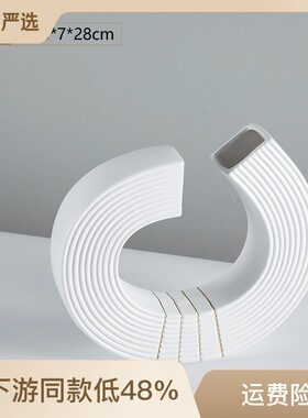 简约现代样板房白色几何异形花器摆件客厅电视柜轻奢极简软装饰品