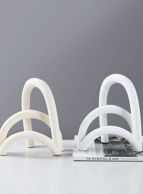 现代简约样板房树脂拱形桥设计师摆件客厅电视柜几何创意软装摆设