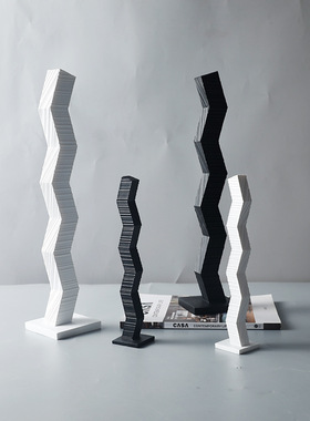 现代简约黑色树脂几何摆件简约家居电视柜玄关桌面软装饰品