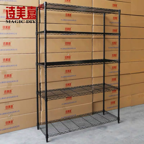 家用货架五层置物架仓库收纳架黑色阳台储物架超市展架整理架