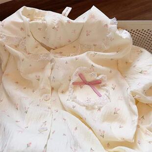 日系碎花睡衣女春秋季 家居服套装 新款 长裤 云朵棉可爱长袖 套装