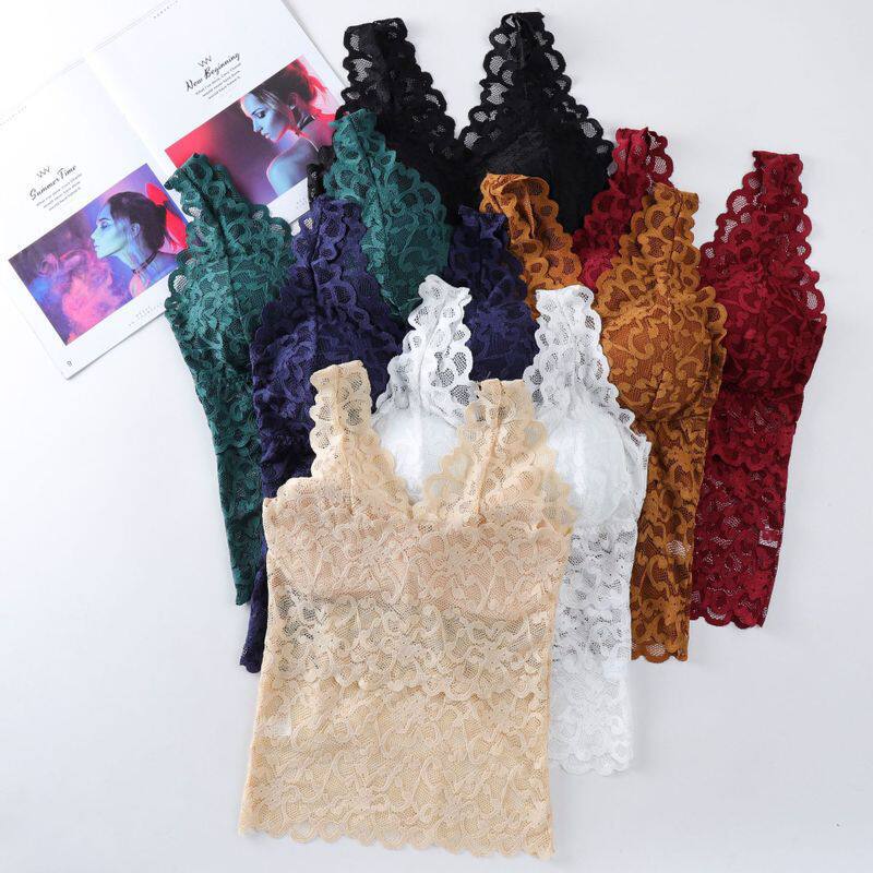 加肥加大码蕾丝背心长款吊带胸垫美背女夏薄款胖MM180斤打底上衣