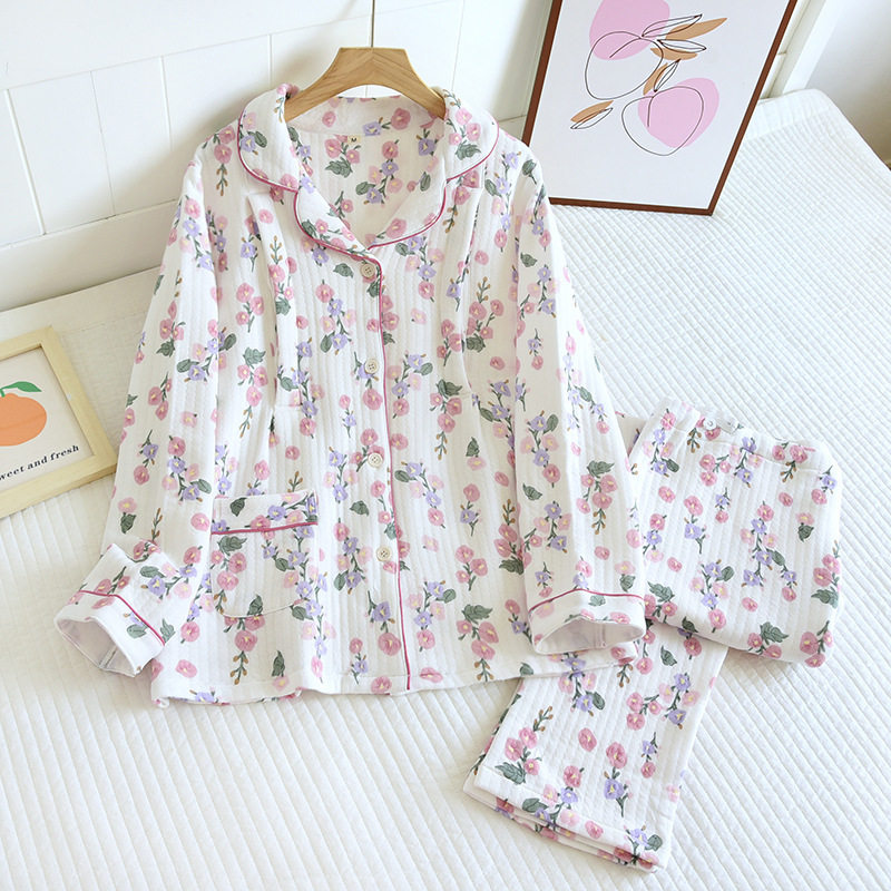 月子服春秋棉质产后秋冬空气棉孕妇哺乳睡衣产妇喂奶家居服加厚